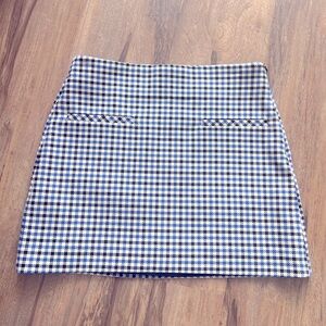 NWT Zara Houndstooth Blue and Black Mini Skirt Size Small